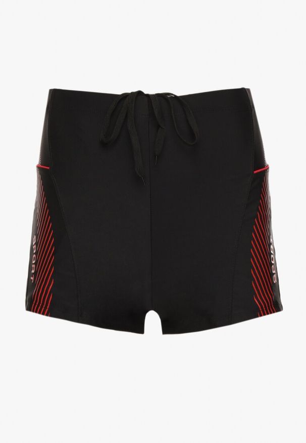 Born2be - Czarno-Czerwone Kąpielówki Typu Bokserki Milonessa. Kolor: czarny. Materiał: len. Długość: krótkie