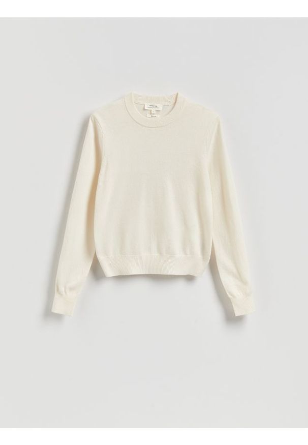 Reserved - Sweter z wełny merino - złamana biel. Materiał: wełna