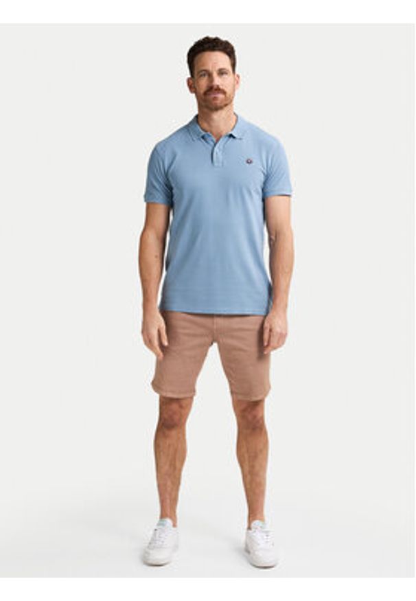 Petrol Industries Polo M-ROS-POL002 Błękitny Regular Fit. Typ kołnierza: polo. Kolor: niebieski. Materiał: bawełna