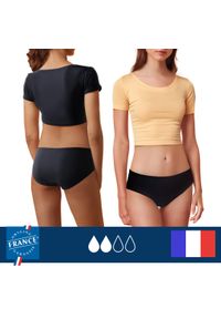 PLIM UNDERWEAR - Menstruacyjny strój kąpielowy 1-częściowy dla nastolatek – średnia chłonność. Kolor: czarny