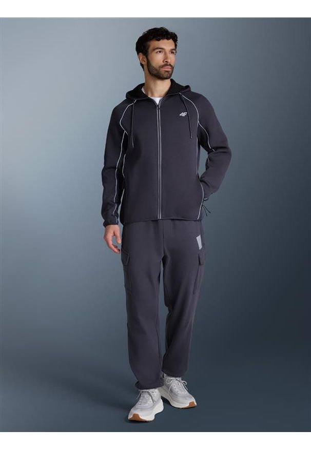 4f - 4F Bluza dresowa regular z kapturem męska - szara XXL. Okazja: na co dzień. Typ kołnierza: kaptur. Kolor: szary. Materiał: dresówka. Długość rękawa: raglanowy rękaw. Wzór: gładki. Styl: casual