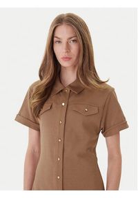 TOMMY HILFIGER - Tommy Hilfiger Sukienka koszulowa Gold Button WW0WW44617 Brązowy Regular Fit. Kolor: brązowy. Materiał: bawełna. Typ sukienki: koszulowe #5