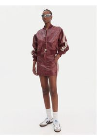 Adidas - adidas Kurtka z imitacji skóry Pleather KD8792 Bordowy Oversize. Kolor: czerwony. Materiał: skóra #4