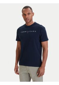 Tommy Jeans T-Shirt Linear Logo DM0DM20744 Granatowy Regular Fit. Kolor: niebieski. Materiał: bawełna #1