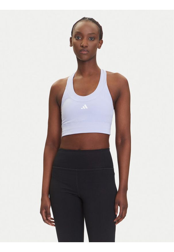 Adidas - adidas Biustonosz sportowy Run Pocket JI5991 Fioletowy Slim Fit. Kolor: fioletowy. Materiał: syntetyk. Sport: bieganie