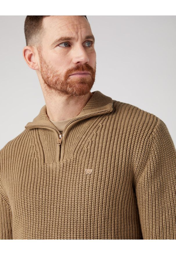 Wrangler - WRANGLER MĘSKI SWETER HALF ZIP KNIT LEAD 112343105 W8D0016778