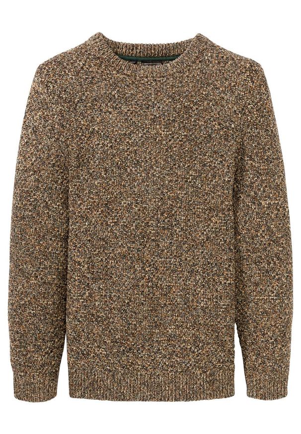 Sweter melanżowy bonprix jasnobrązowy melanż. Kolor: brązowy. Materiał: materiał, bawełna. Wzór: melanż
