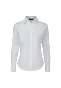 PREMIER - Bluzka Damska Z Długim Rękawem Z Popeliny. Okazja: na co dzień. Kolor: biały. Długość rękawa: długi rękaw. Długość: długie. Styl: casual #1