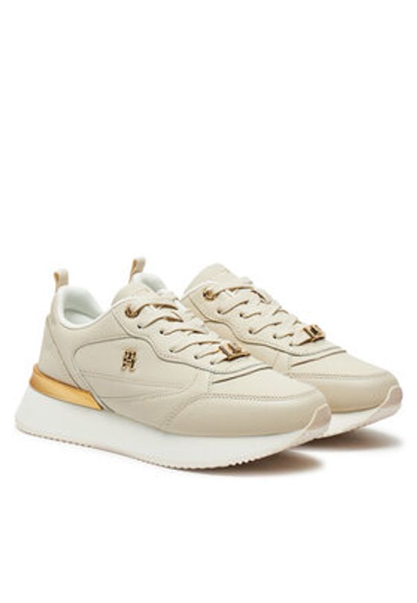 TOMMY HILFIGER - Tommy Hilfiger Sneakersy FW0FW08117 Beżowy. Kolor: beżowy. Materiał: skóra