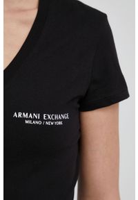 Armani Exchange T-shirt bawełniany kolor czarny. Okazja: na co dzień. Kolor: czarny. Materiał: bawełna. Wzór: nadruk. Styl: casual #4