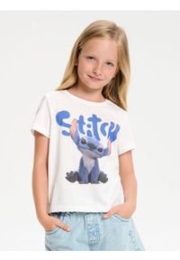 Sinsay - Koszulka Stitch - kremowy. Kolor: kremowy