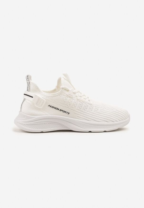 Born2be - Białe Buty Sportowe Sneakersy z Napisami i Tłoczeniem Odalira. Okazja: na co dzień, na spacer. Kolor: biały. Materiał: jeans. Wzór: napisy. Sport: turystyka piesza