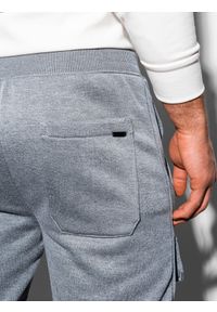 Ombre Clothing - Spodnie męskie dresowe joggery P904 - szary melanż - XL. Kolor: szary. Materiał: dresówka. Wzór: melanż #6