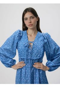 Reserved - Bawełniana sukienka mini - jasnoniebieski. Kolor: niebieski. Materiał: bawełna. Styl: klasyczny. Długość: mini #1