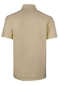 Koszula Weekendowa z Lnem, Krótki Rękaw - Brave Soul - Beżowa. Okazja: na co dzień. Kolor: brązowy, wielokolorowy, beżowy. Materiał: bawełna, len. Długość rękawa: krótki rękaw. Długość: krótkie. Styl: casual #3