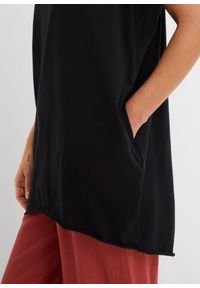 bonprix - Długi T-shirt z czystej bawełny. Kolor: czarny. Materiał: bawełna. Długość rękawa: krótki rękaw. Długość: długie #3