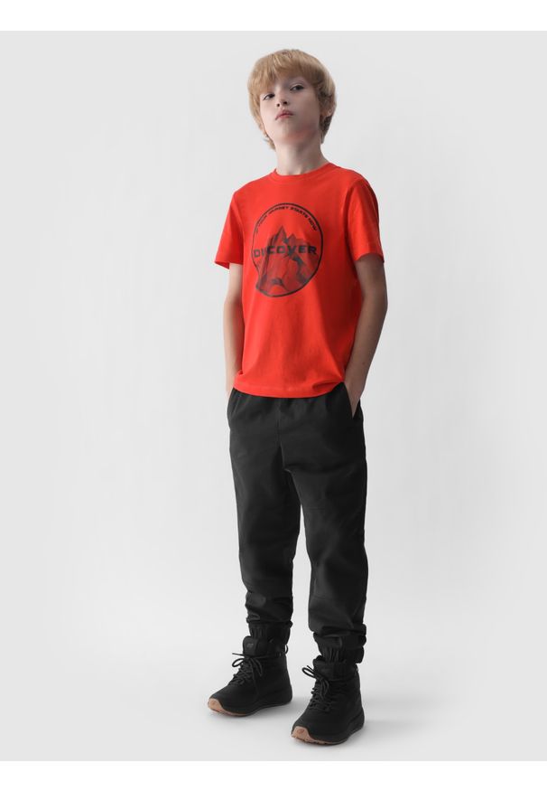 4f - 4F Spodnie casual joggery chłopięce - czarne 140 (9-10 lat). Okazja: na co dzień. Kolor: czarny. Materiał: tkanina, materiał, poliamid, bawełna. Sezon: lato. Styl: casual