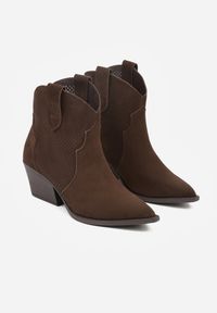 Renee - Ciemnobrązowe Botki Typu Kowbojki na Stożku ze Skóry Naturalnej Clearfeather. Okazja: na co dzień. Kolor: brązowy. Materiał: skóra. Obcas: na stożku. Styl: klasyczny, casual #5