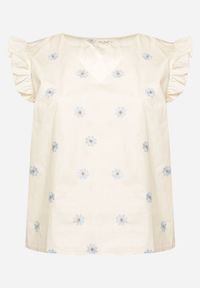 Born2be - Beżowa Bluzka z Wiskozy w Kwiaty Tolamea. Okazja: na co dzień. Kolor: beżowy. Materiał: wiskoza. Wzór: kwiaty. Styl: casual #6