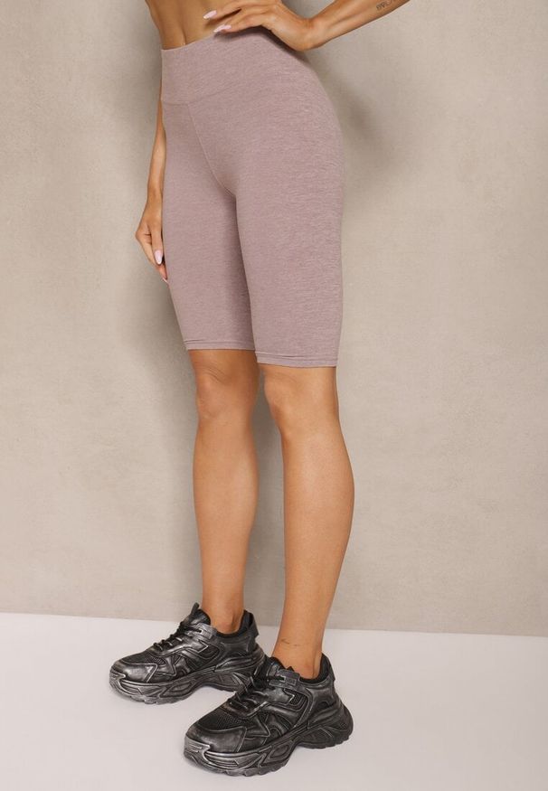 Renee - Beżowe Szorty Kolarki High Waist Liranesse. Okazja: na co dzień. Stan: podwyższony. Kolor: beżowy. Styl: elegancki, casual