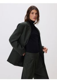 Reserved - Marynarka z wełną - zielony. Kolor: zielony. Materiał: wełna #1