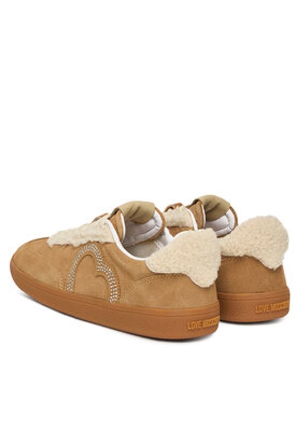 Love Moschino - LOVE MOSCHINO Sneakersy JA15402G0NIGY104 Beżowy. Kolor: beżowy. Materiał: skóra, zamsz