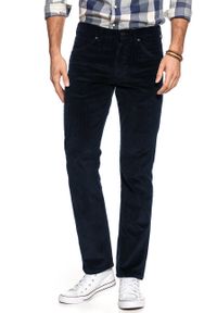 Wrangler - WRANGLER SPODNIE MĘSKIE GREENSBORO DARK NAVY W15QA2XAE. Materiał: sztruks #4