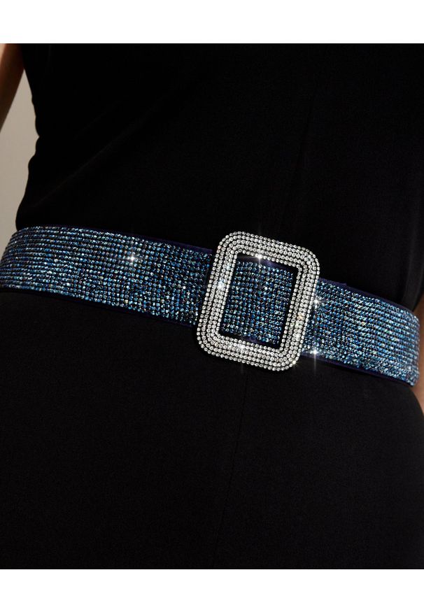 BENEDETTA BRUZZICHES - Niebieski pasek z kryształów Venus Belt. Kolor: niebieski. Materiał: jedwab. Styl: elegancki