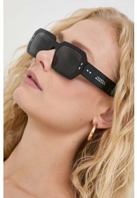 ISABEL MARANT - Isabel Marant okulary przeciwsłoneczne damskie kolor czarny. Kształt: prostokątne. Kolor: czarny #1