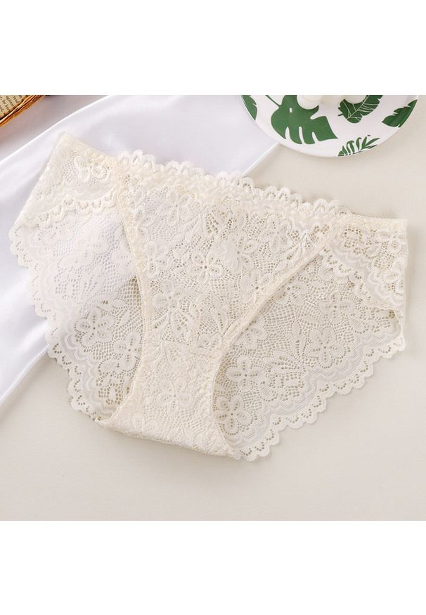 Intica - Koronkowe figi z delikatnej koronki na co dzień i specjalne okazje Barbe. Kolor: biały. Materiał: koronka. Wzór: koronka