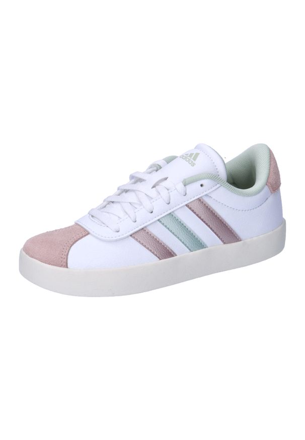 Adidas - Buty dziecięce do chodzenia adidas VL Court 3.0 Kids. Kolor: biały. Materiał: zamsz, materiał. Sport: turystyka piesza