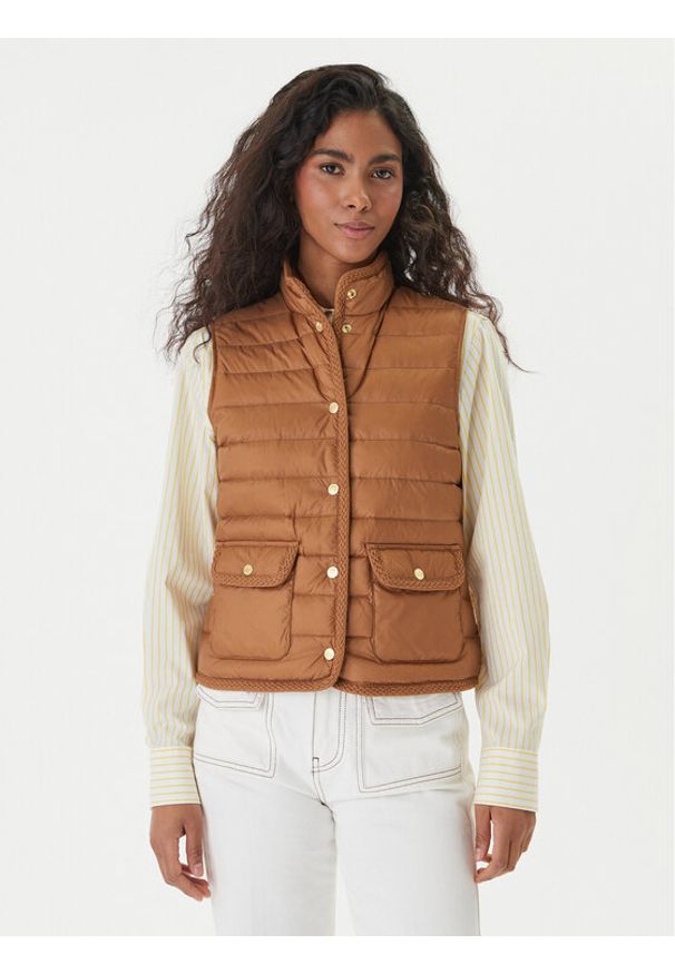 TOMMY HILFIGER - Tommy Hilfiger Bezrękawnik WW0WW49661 Brązowy Regular Fit. Kolor: brązowy. Materiał: syntetyk. Długość rękawa: bez rękawów