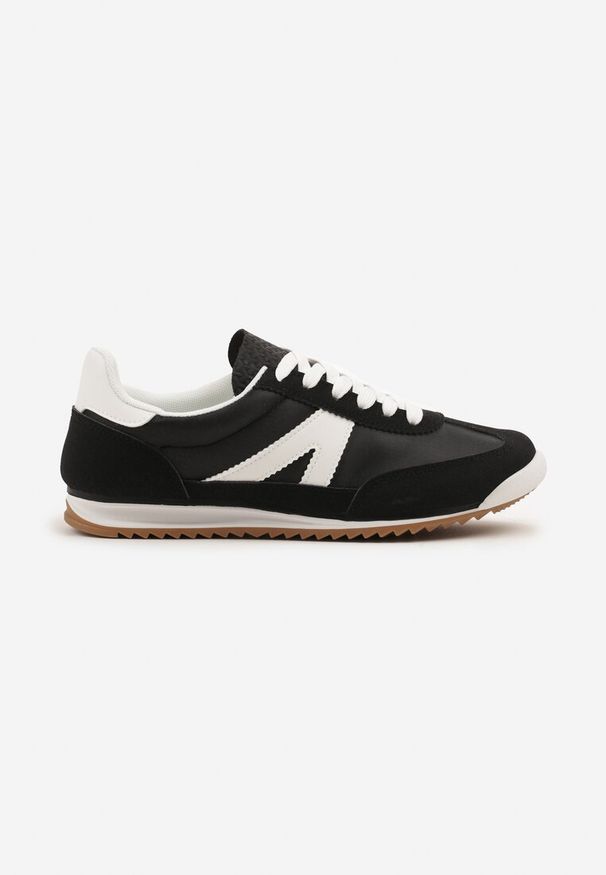 Renee - Czarne Sneakersy z Geometrycznym Wzorem Zoloti. Okazja: na co dzień. Zapięcie: sznurówki. Kolor: czarny. Wzór: geometria