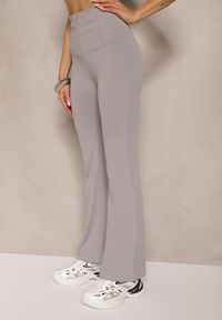 Renee - Jasnoszare Spodnie Dzwony High Waist Odavia. Okazja: na co dzień. Stan: podwyższony. Kolor: szary. Styl: elegancki, casual