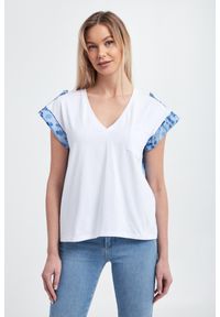 Liu Jo - T-shirt damski LIU JO. Materiał: bawełna, satyna. Wzór: motyw zwierzęcy