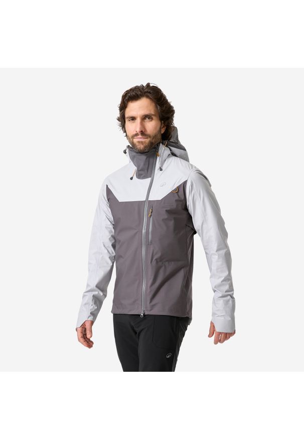 ROCKRIDER - Kurtka przeciwdeszczowa rowerowa Rockrider MTB All Mountain. Kolor: szary, wielokolorowy, brązowy, żółty. Materiał: materiał. Sport: turystyka piesza