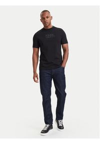 Karl Lagerfeld - KARL LAGERFELD T-Shirt 755073 564250 Czarny Regular Fit. Typ kołnierza: dekolt w karo. Kolor: czarny. Materiał: bawełna #4