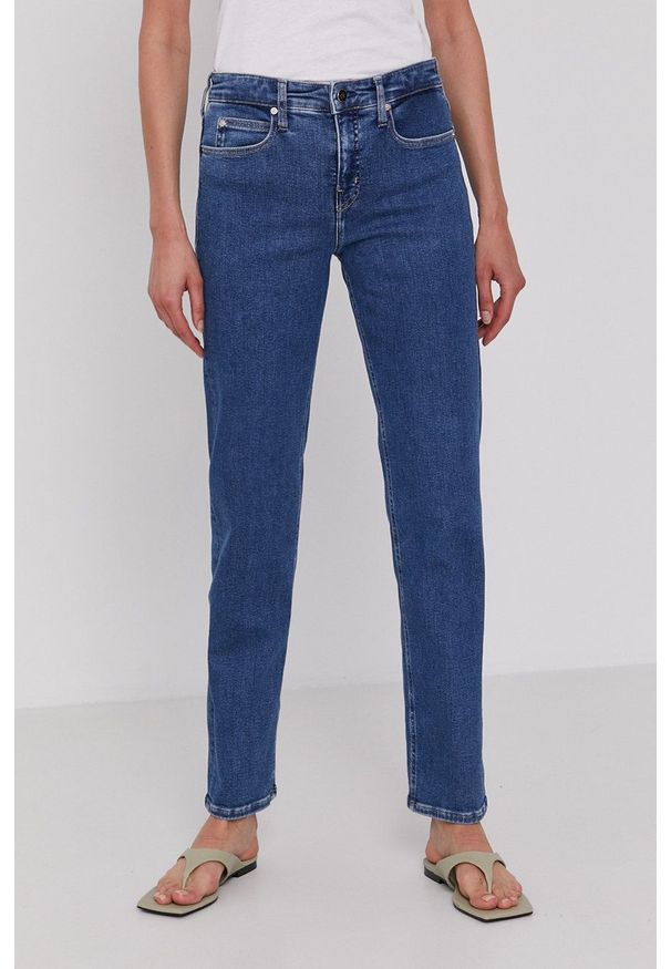 Calvin Klein Jeansy damskie high waist. Stan: podwyższony. Kolor: niebieski