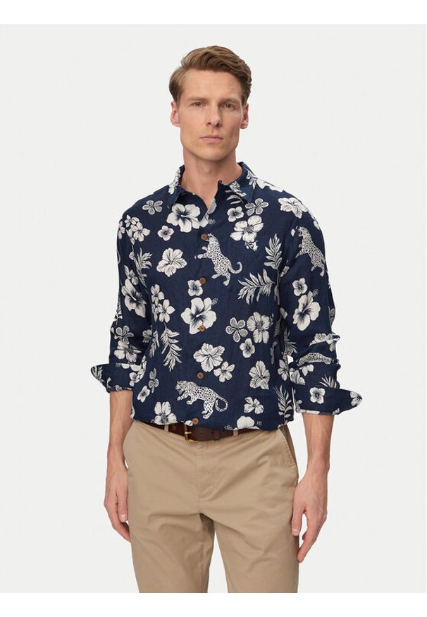 Polo Ralph Lauren Koszula 710B14227001 Granatowy Classic Fit. Typ kołnierza: polo. Kolor: niebieski. Materiał: len