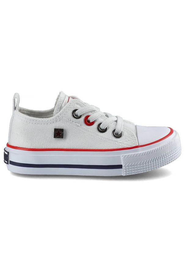 Big-Star - Białe Trampki Big Star Dziecięce Wsuwane Buty. Zapięcie: bez zapięcia. Kolor: biały. Materiał: materiał, guma. Szerokość cholewki: normalna. Wzór: aplikacja. Styl: elegancki