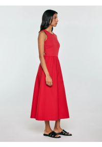 Big-Star - Sukienka damska midi bawełniana czerwona Kamasi 603. Okazja: na co dzień. Kolor: czerwony. Materiał: bawełna. Długość rękawa: na ramiączkach. Styl: casual. Długość: midi #2
