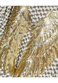 MYSTIQUE BEACH - Długie kimono Desert ze złotymi skrzydłami. Kolor: szary. Materiał: materiał. Długość: długie. Wzór: aplikacja, nadruk #3