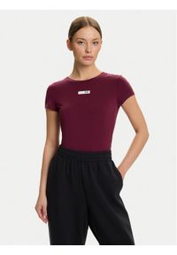 EA7 Emporio Armani T-Shirt 7W000673 AF12945 M5064 Bordowy Slim Fit. Kolor: czerwony. Materiał: wiskoza #1