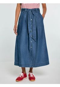 Big-Star - Spódnica damska midi jeansowa rozkloszowana granatowa Bria 544. Kolor: niebieski. Materiał: jeans. Styl: elegancki #3