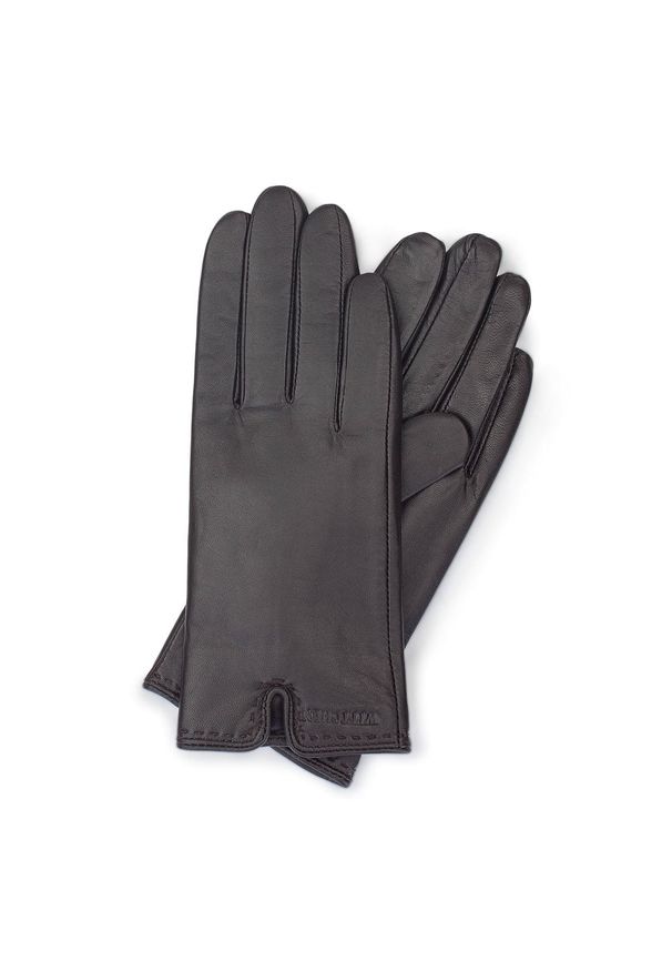 Wittchen - Damskie rękawiczki ze skóry z wycięciem ciemny brąz. Kolor: brązowy. Materiał: skóra. Styl: klasyczny, elegancki