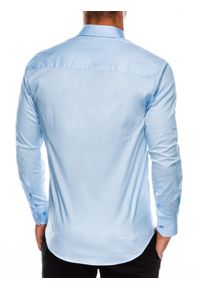 Ombre Clothing - Koszula męska z długim rękawem SLIM FIT K504 - błękitna - XXL. Typ kołnierza: kołnierzyk klasyczny. Kolor: niebieski. Materiał: bawełna, tkanina, elastan. Długość rękawa: długi rękaw. Długość: długie. Wzór: gładki. Styl: klasyczny, elegancki #6