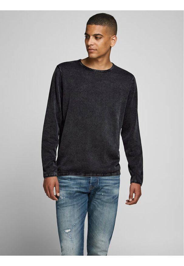Jack & Jones Sweter Leo 12174001 Czarny Regular Fit. Kolor: czarny. Materiał: bawełna