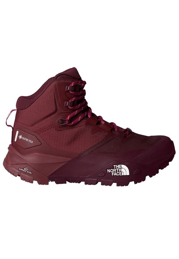 Buty damskie The North Face Offtrail Gore-Tex 0A8AEU82P1 - bordowe. Wysokość cholewki: przed kolano. Kolor: czerwony. Materiał: guma, tkanina. Szerokość cholewki: normalna. Technologia: Gore-Tex. Sport: bieganie