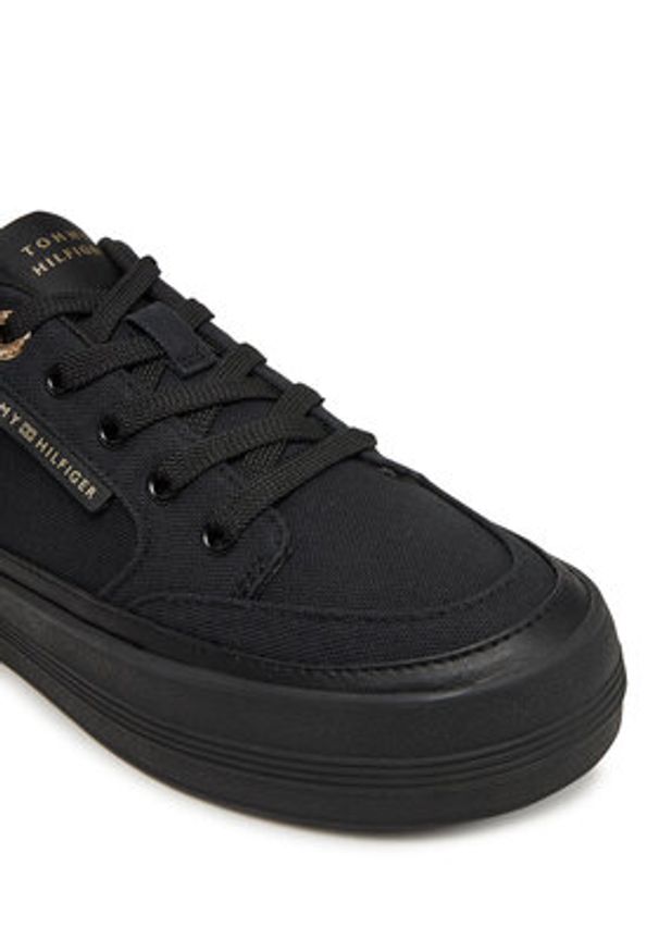 TOMMY HILFIGER - Tommy Hilfiger Sneakersy Essential Vulc Textile Sneaker FW0FW08323 Czarny. Kolor: czarny. Materiał: materiał
