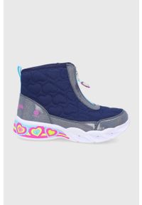 skechers - Skechers Śniegowce dziecięce kolor granatowy. Nosek buta: okrągły. Kolor: niebieski. Szerokość cholewki: normalna